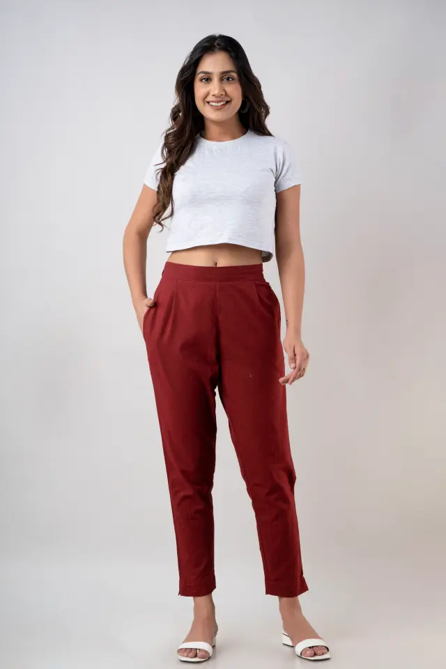 maroon pants for Girls Online